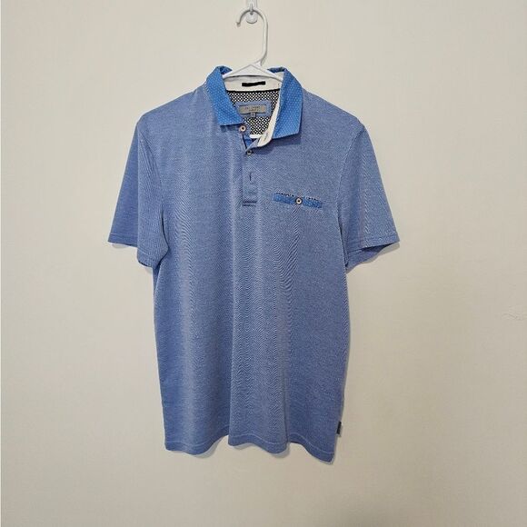 Mens Ted Baker Light Blue Polo Size 4 - Picture 1 of 5